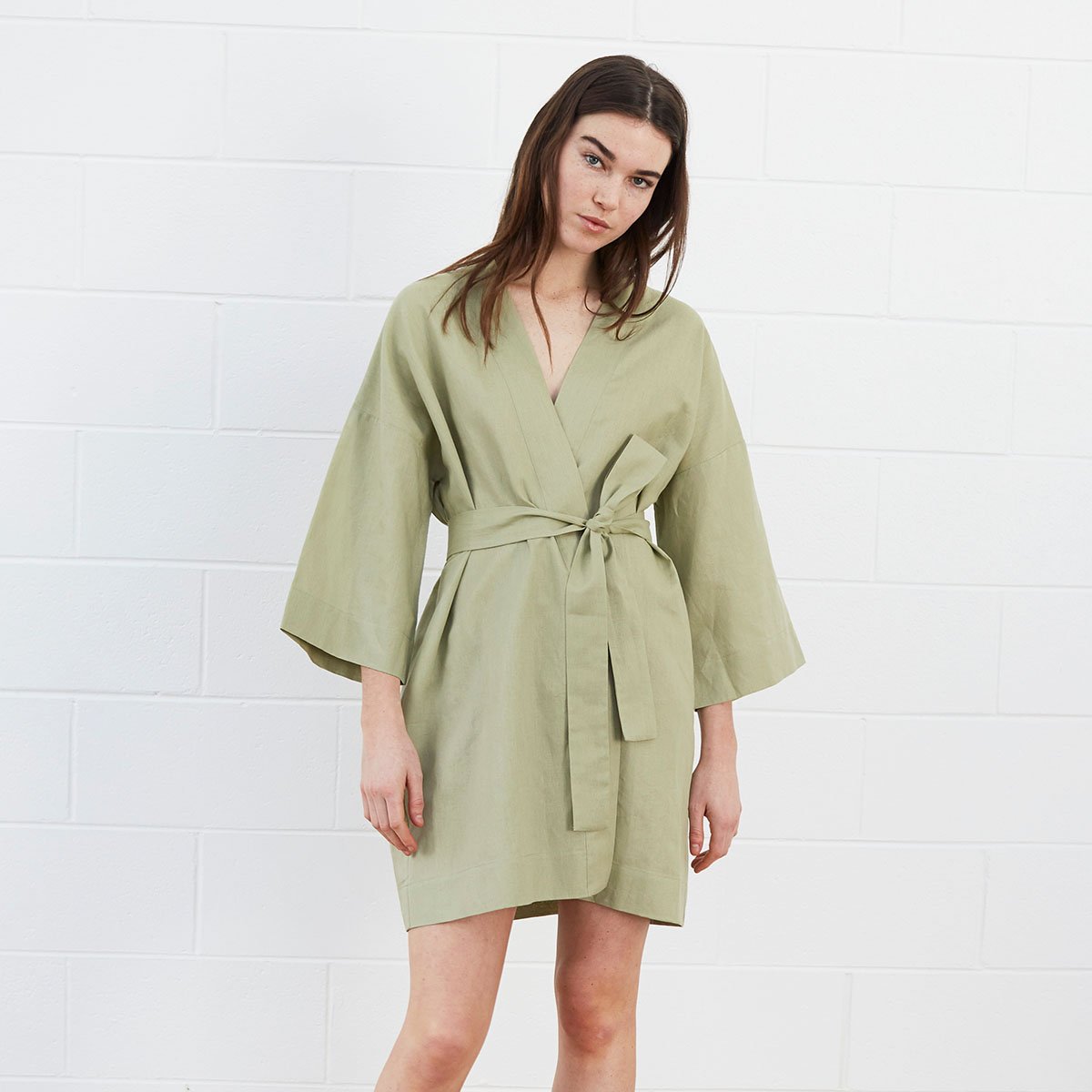 Woman wearing green robe