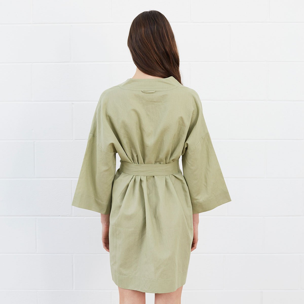 Woman wearing green robe